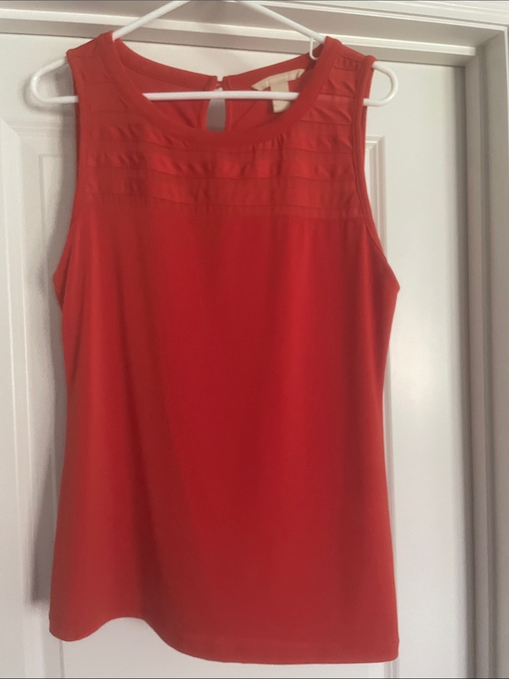 Banana Republic Red Sleeveless Top with Yoke Detail